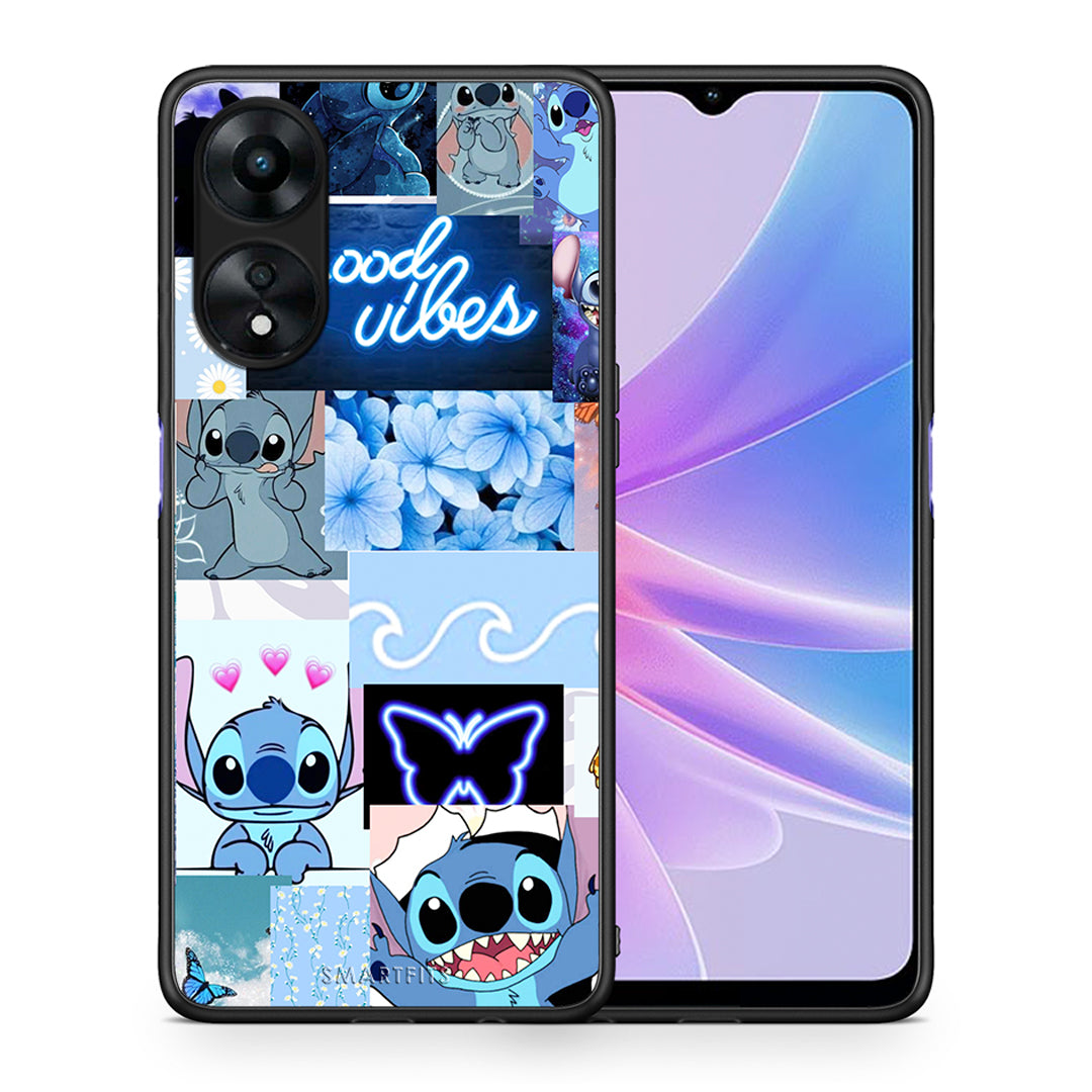 Θήκη Oppo A78 Collage Good Vibes από τη Smartfits με σχέδιο στο πίσω μέρος και μαύρο περίβλημα | Oppo A78 Collage Good Vibes Case with Colorful Back and Black Bezels