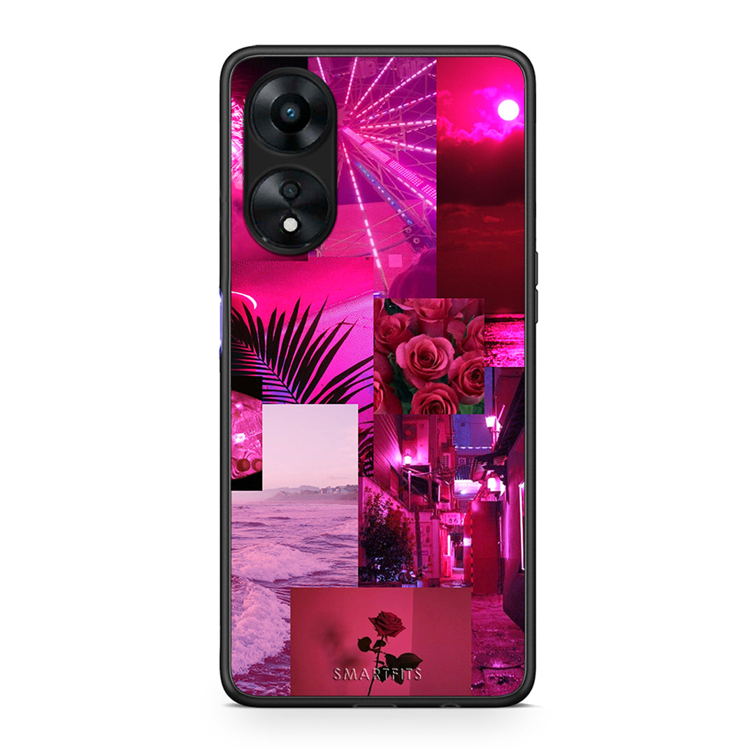 Θήκη Oppo A78 Collage Red Roses από τη Smartfits με σχέδιο στο πίσω μέρος και μαύρο περίβλημα | Oppo A78 Collage Red Roses Case with Colorful Back and Black Bezels