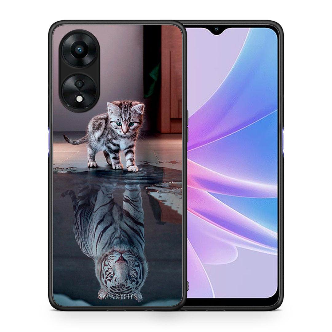 Θήκη Oppo A78 Cute Tiger από τη Smartfits με σχέδιο στο πίσω μέρος και μαύρο περίβλημα | Oppo A78 Cute Tiger Case with Colorful Back and Black Bezels