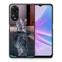 Thumbnail for Θήκη Oppo A78 Cute Tiger από τη Smartfits με σχέδιο στο πίσω μέρος και μαύρο περίβλημα | Oppo A78 Cute Tiger Case with Colorful Back and Black Bezels