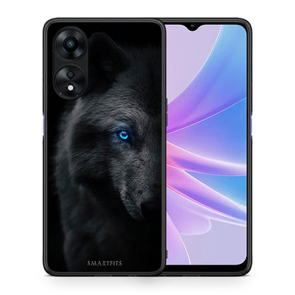 Θήκη Oppo A78 Dark Wolf από τη Smartfits με σχέδιο στο πίσω μέρος και μαύρο περίβλημα | Oppo A78 Dark Wolf Case with Colorful Back and Black Bezels