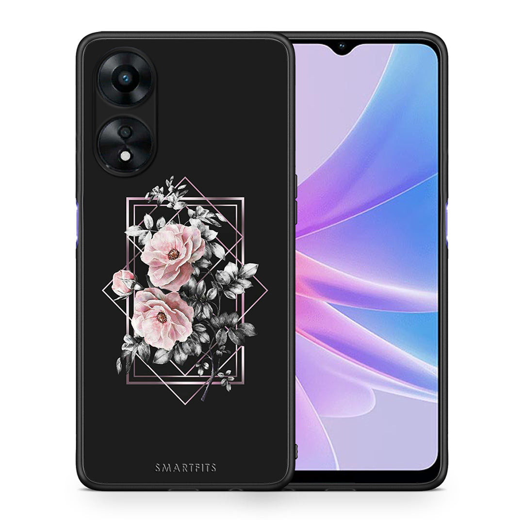 Θήκη Oppo A78 Flower Frame από τη Smartfits με σχέδιο στο πίσω μέρος και μαύρο περίβλημα | Oppo A78 Flower Frame Case with Colorful Back and Black Bezels