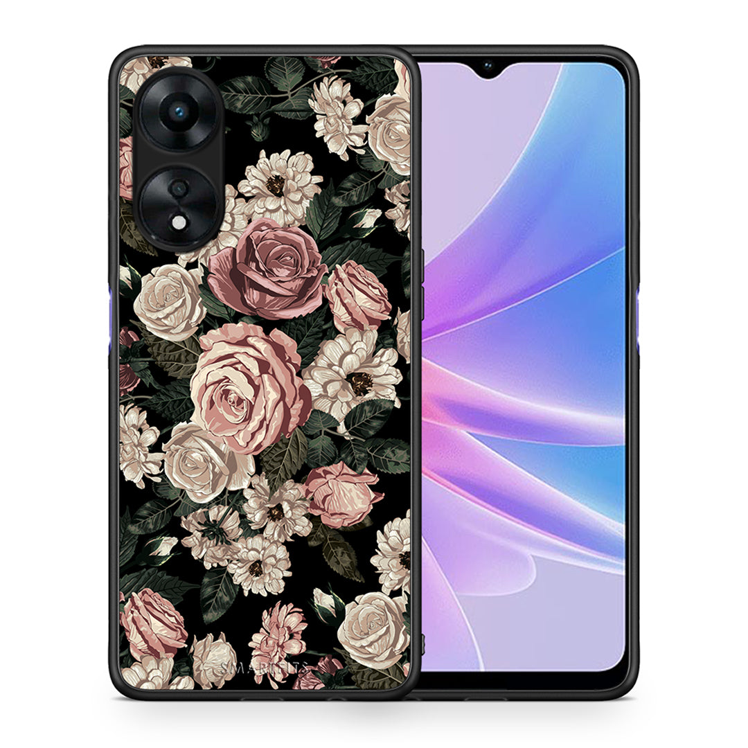 Θήκη Oppo A78 Flower Wild Roses από τη Smartfits με σχέδιο στο πίσω μέρος και μαύρο περίβλημα | Oppo A78 Flower Wild Roses Case with Colorful Back and Black Bezels