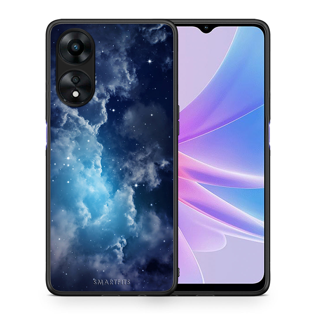 Θήκη Oppo A78 Galactic Blue Sky από τη Smartfits με σχέδιο στο πίσω μέρος και μαύρο περίβλημα | Oppo A78 Galactic Blue Sky Case with Colorful Back and Black Bezels