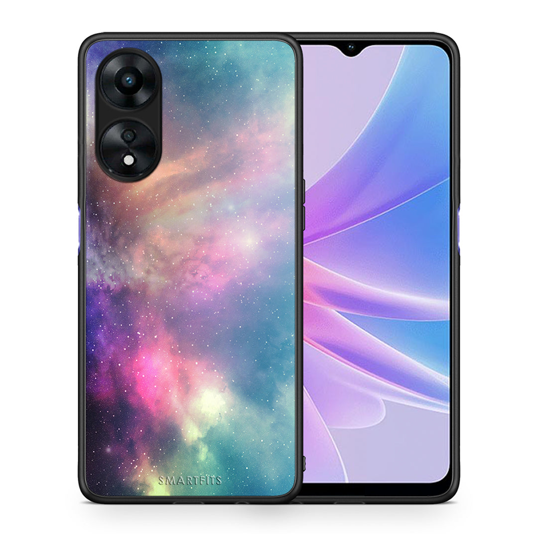 Θήκη Oppo A78 Galactic Rainbow από τη Smartfits με σχέδιο στο πίσω μέρος και μαύρο περίβλημα | Oppo A78 Galactic Rainbow Case with Colorful Back and Black Bezels