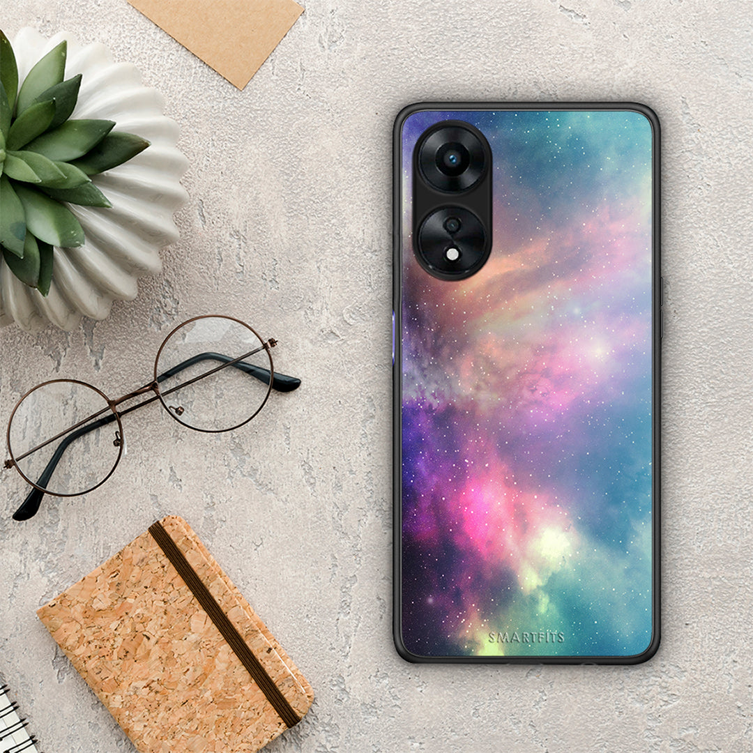 Θήκη Oppo A78 Galactic Rainbow από τη Smartfits με σχέδιο στο πίσω μέρος και μαύρο περίβλημα | Oppo A78 Galactic Rainbow Case with Colorful Back and Black Bezels