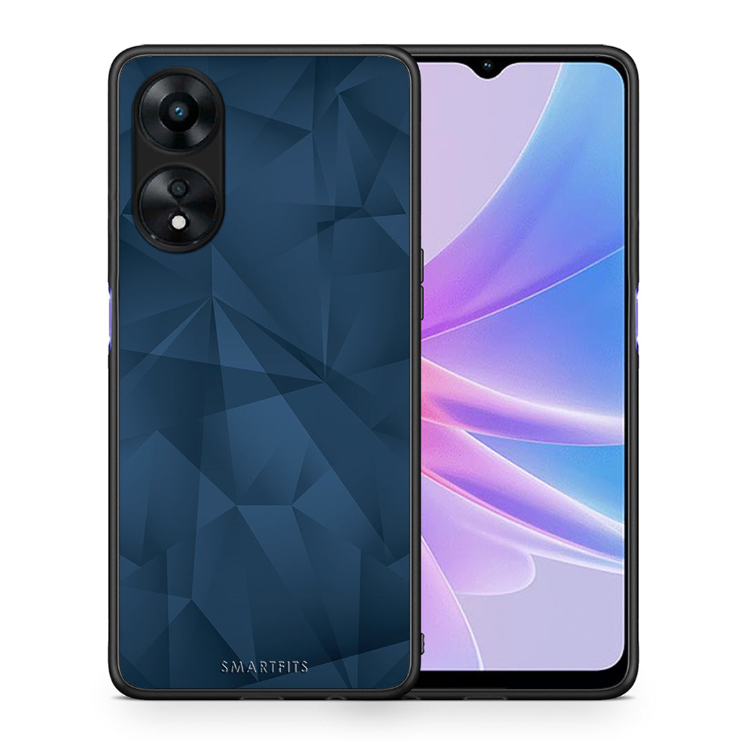 Θήκη Oppo A78 Geometric Blue Abstract από τη Smartfits με σχέδιο στο πίσω μέρος και μαύρο περίβλημα | Oppo A78 Geometric Blue Abstract Case with Colorful Back and Black Bezels