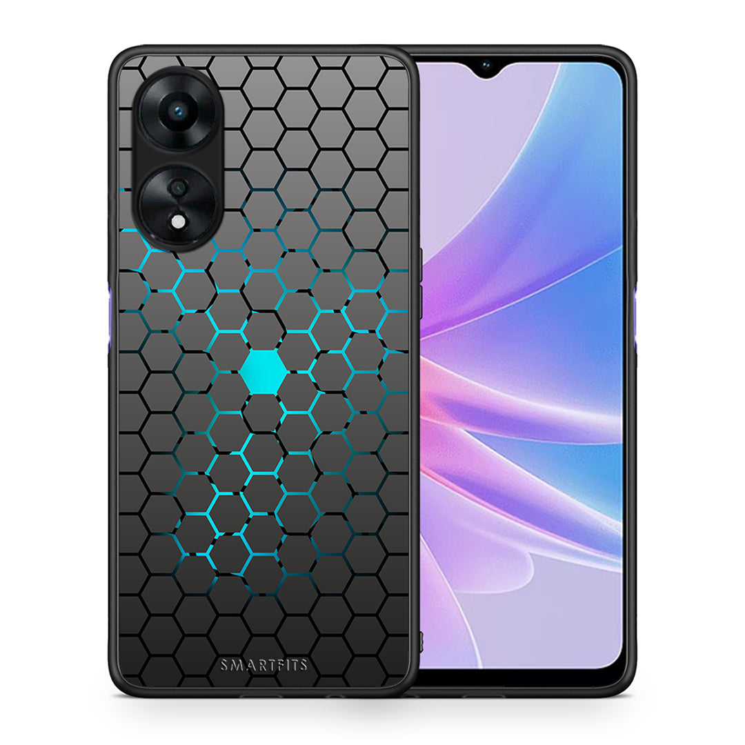 Θήκη Oppo A78 Geometric Hexagonal από τη Smartfits με σχέδιο στο πίσω μέρος και μαύρο περίβλημα | Oppo A78 Geometric Hexagonal Case with Colorful Back and Black Bezels