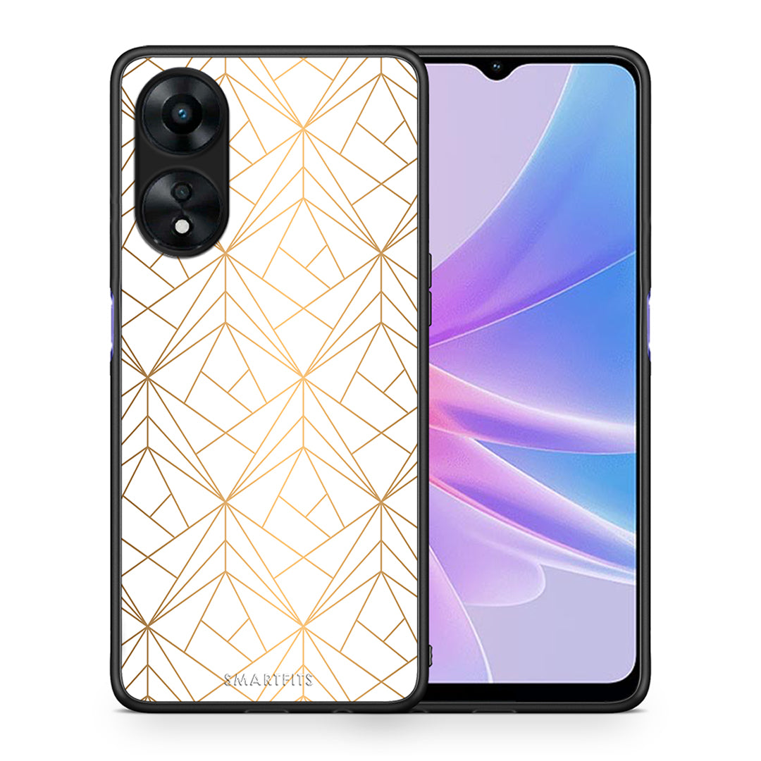 Θήκη Oppo A78 Geometric Luxury White από τη Smartfits με σχέδιο στο πίσω μέρος και μαύρο περίβλημα | Oppo A78 Geometric Luxury White Case with Colorful Back and Black Bezels