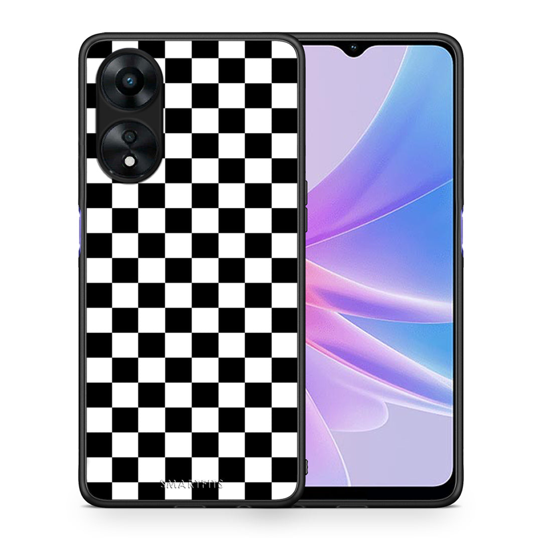 Θήκη Oppo A78 Geometric Squares από τη Smartfits με σχέδιο στο πίσω μέρος και μαύρο περίβλημα | Oppo A78 Geometric Squares Case with Colorful Back and Black Bezels