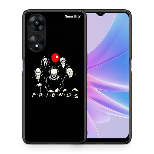 Θήκη Oppo A78 Halloween Friends από τη Smartfits με σχέδιο στο πίσω μέρος και μαύρο περίβλημα | Oppo A78 Halloween Friends Case with Colorful Back and Black Bezels