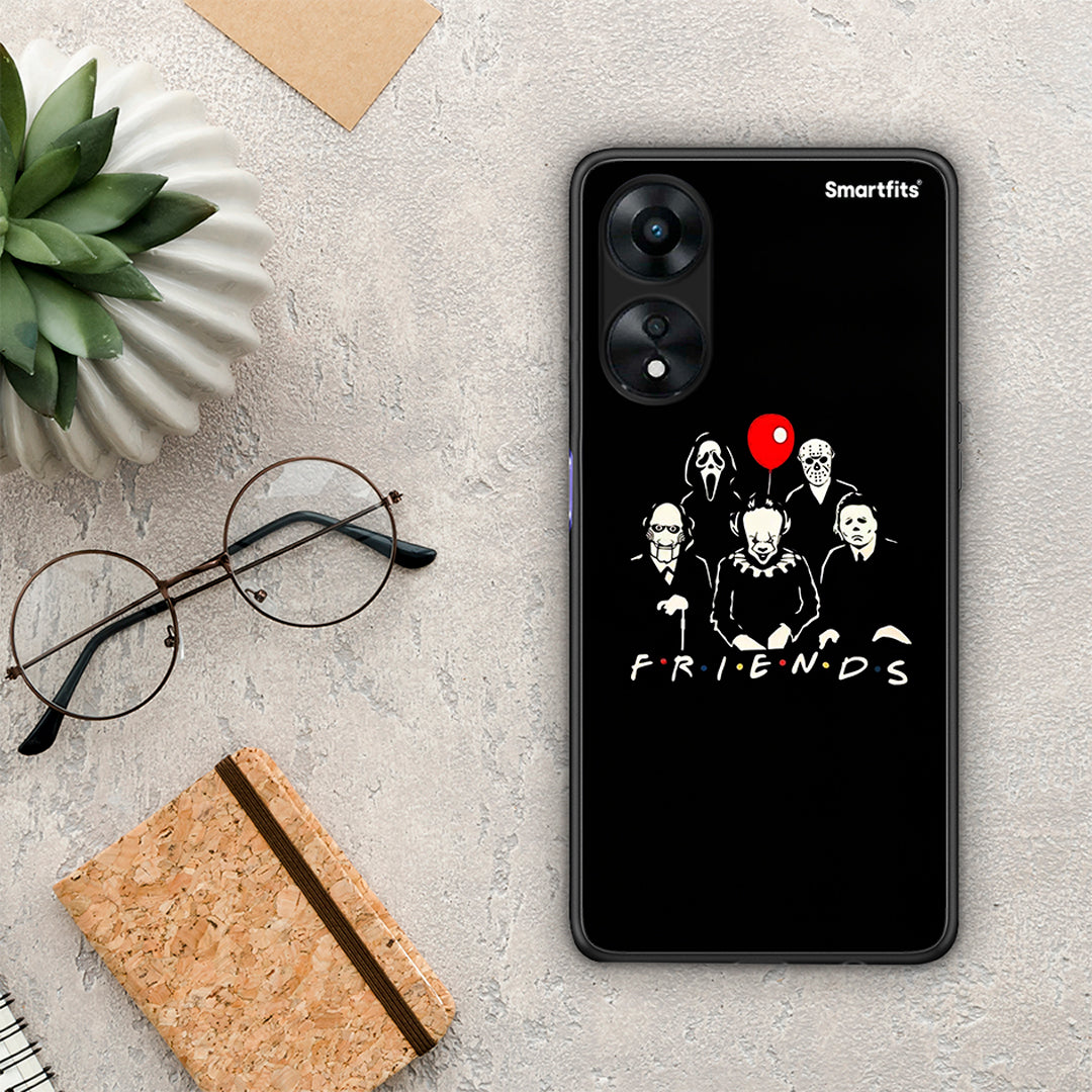 Θήκη Oppo A78 Halloween Friends από τη Smartfits με σχέδιο στο πίσω μέρος και μαύρο περίβλημα | Oppo A78 Halloween Friends Case with Colorful Back and Black Bezels