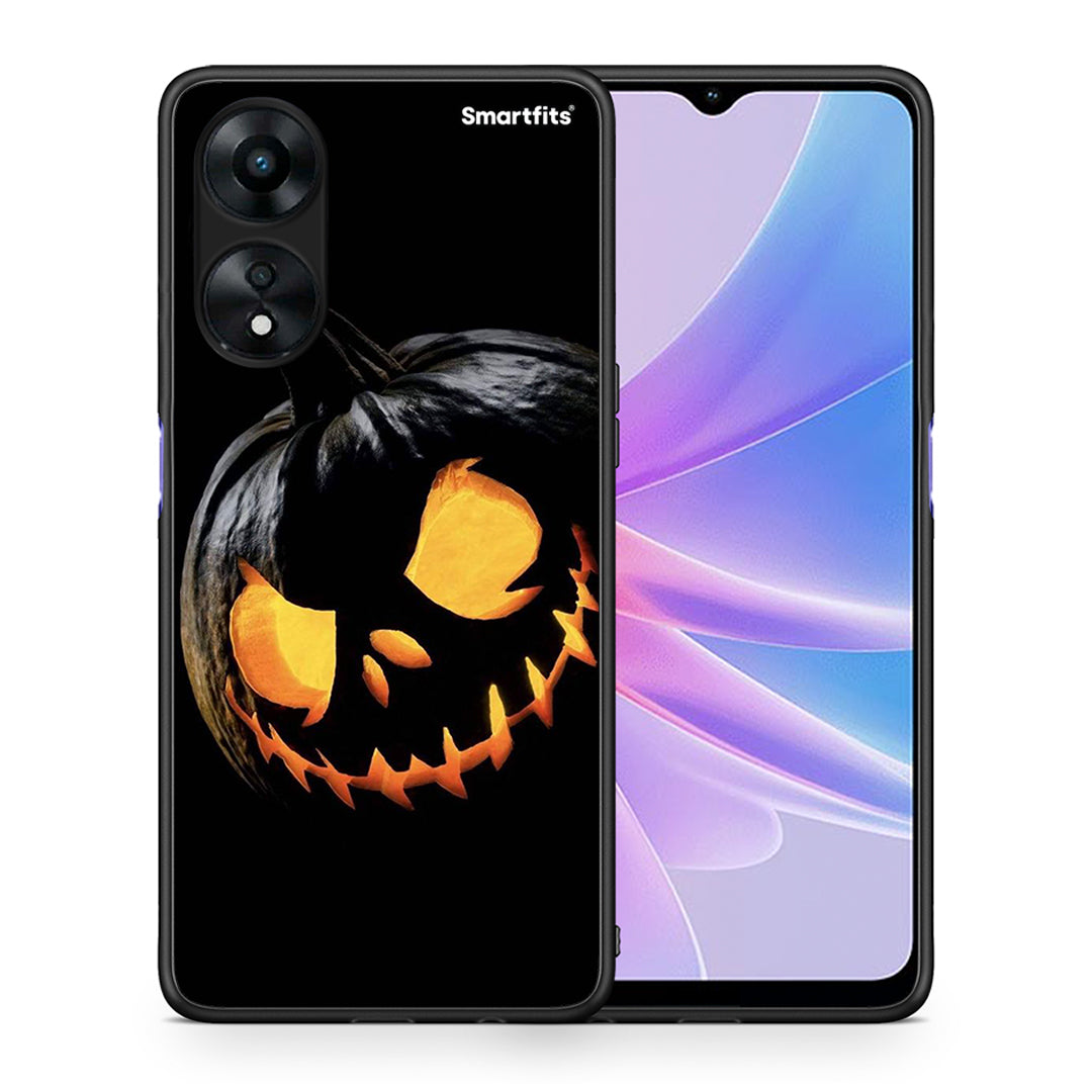 Θήκη Oppo A78 Halloween Scary Pumpkin από τη Smartfits με σχέδιο στο πίσω μέρος και μαύρο περίβλημα | Oppo A78 Halloween Scary Pumpkin Case with Colorful Back and Black Bezels