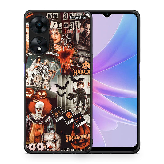 Θήκη Oppo A78 Halloween Spooky Season από τη Smartfits με σχέδιο στο πίσω μέρος και μαύρο περίβλημα | Oppo A78 Halloween Spooky Season Case with Colorful Back and Black Bezels