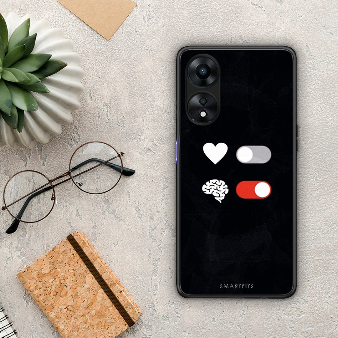 Θήκη Oppo A78 Heart Vs Brain από τη Smartfits με σχέδιο στο πίσω μέρος και μαύρο περίβλημα | Oppo A78 Heart Vs Brain Case with Colorful Back and Black Bezels