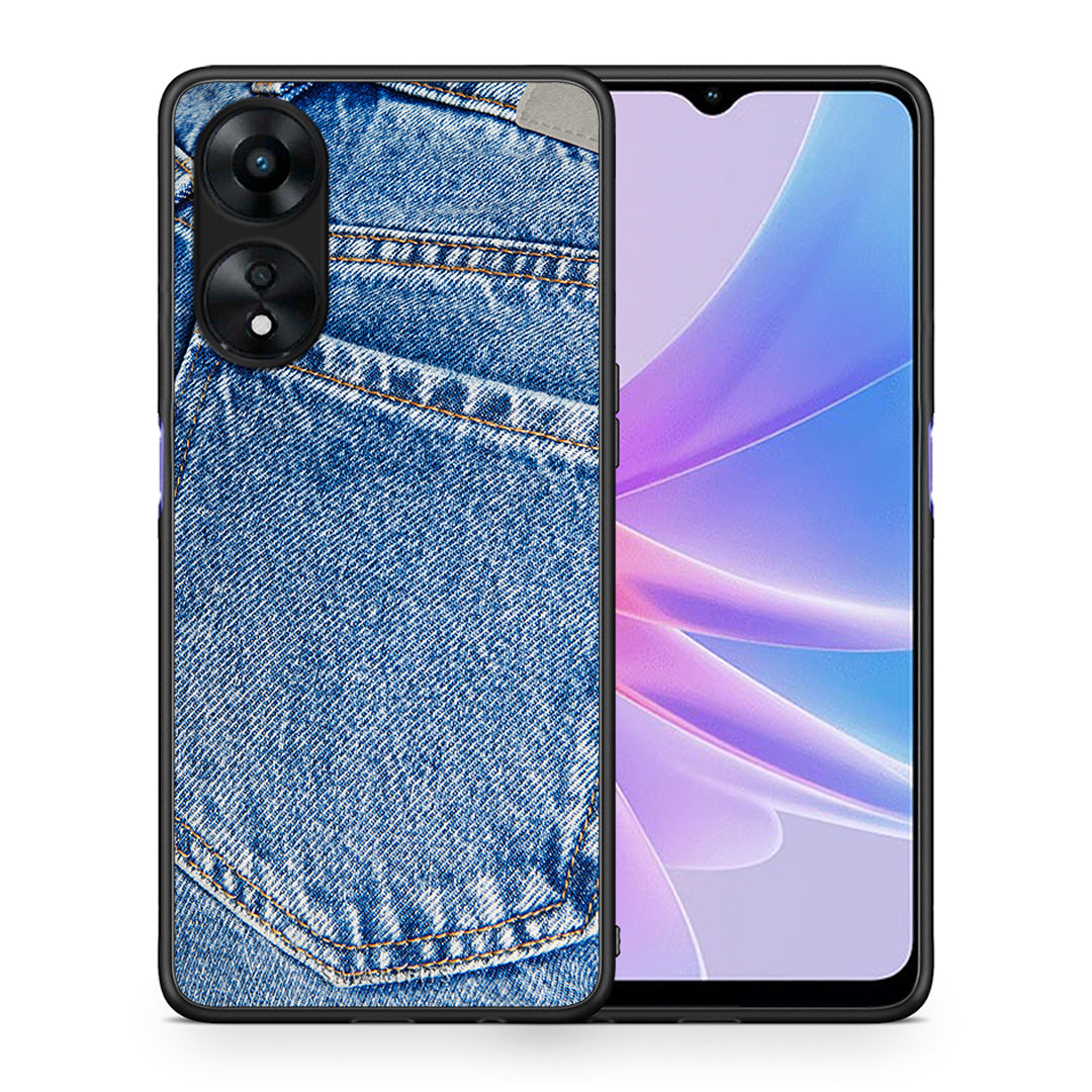 Θήκη Oppo A78 Jeans Pocket από τη Smartfits με σχέδιο στο πίσω μέρος και μαύρο περίβλημα | Oppo A78 Jeans Pocket Case with Colorful Back and Black Bezels