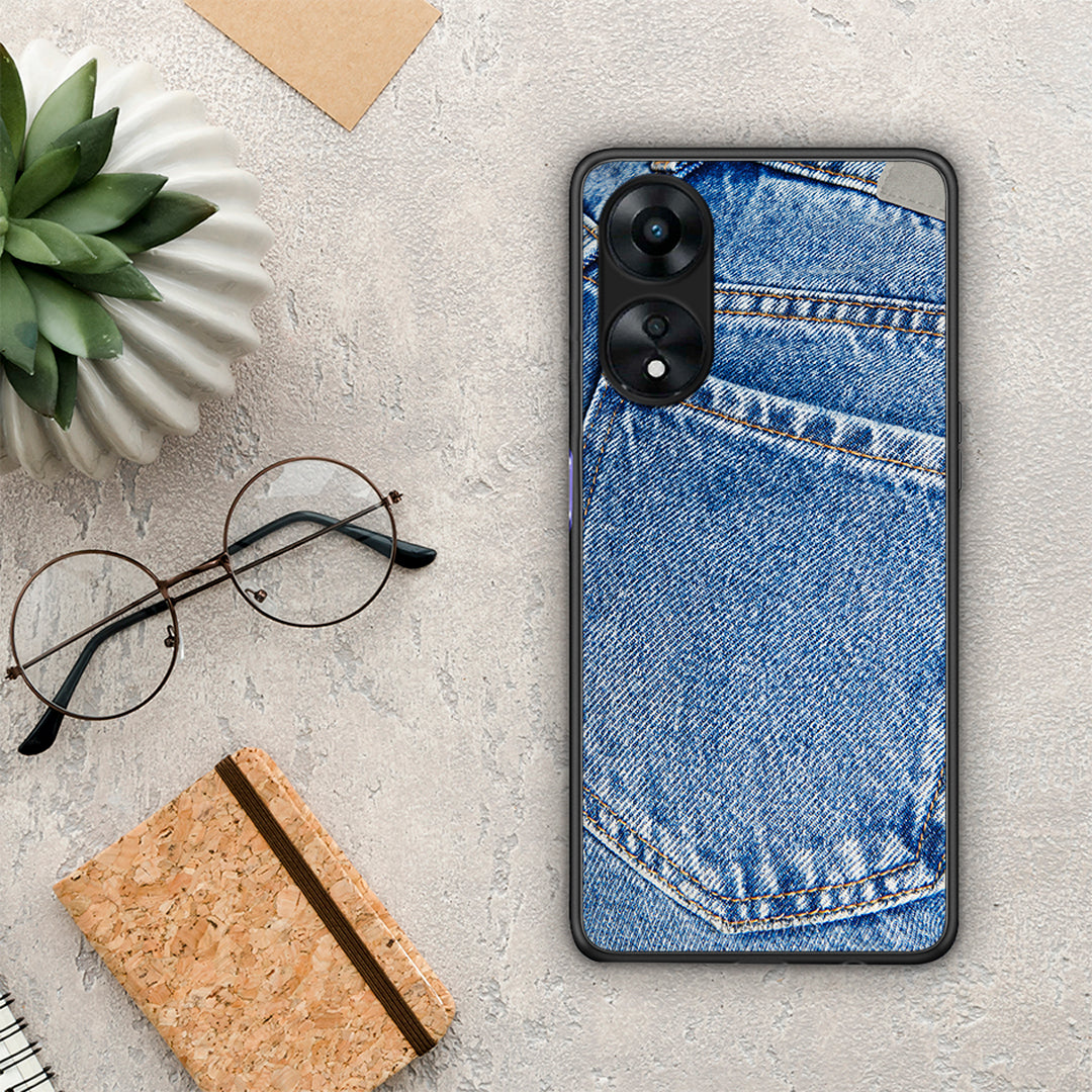 Θήκη Oppo A78 Jeans Pocket από τη Smartfits με σχέδιο στο πίσω μέρος και μαύρο περίβλημα | Oppo A78 Jeans Pocket Case with Colorful Back and Black Bezels