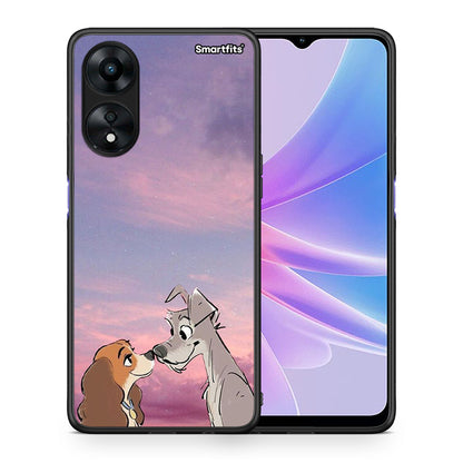 Θήκη Oppo A78 Lady And Tramp από τη Smartfits με σχέδιο στο πίσω μέρος και μαύρο περίβλημα | Oppo A78 Lady And Tramp Case with Colorful Back and Black Bezels