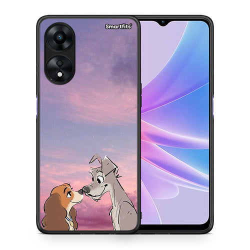Θήκη Oppo A78 Lady And Tramp από τη Smartfits με σχέδιο στο πίσω μέρος και μαύρο περίβλημα | Oppo A78 Lady And Tramp Case with Colorful Back and Black Bezels