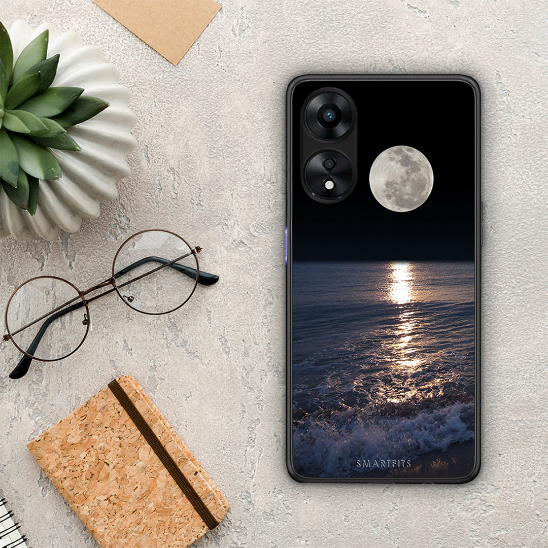 Θήκη Oppo A78 Landscape Moon από τη Smartfits με σχέδιο στο πίσω μέρος και μαύρο περίβλημα | Oppo A78 Landscape Moon Case with Colorful Back and Black Bezels