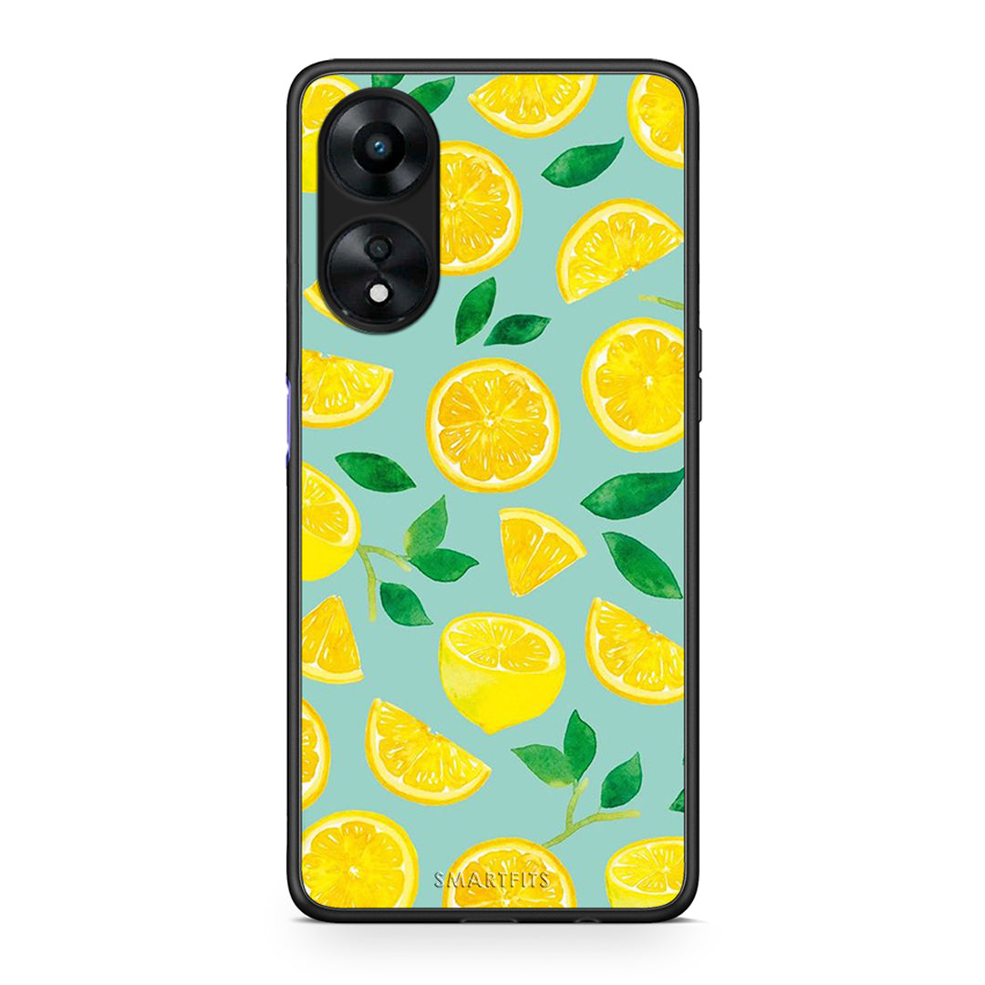 Θήκη Oppo A78 Lemons από τη Smartfits με σχέδιο στο πίσω μέρος και μαύρο περίβλημα | Oppo A78 Lemons Case with Colorful Back and Black Bezels