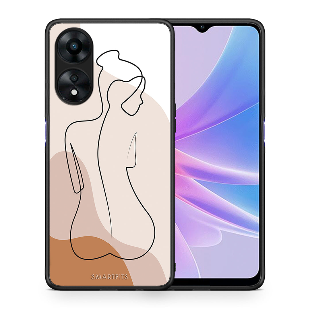 Θήκη Oppo A78 LineArt Woman από τη Smartfits με σχέδιο στο πίσω μέρος και μαύρο περίβλημα | Oppo A78 LineArt Woman Case with Colorful Back and Black Bezels