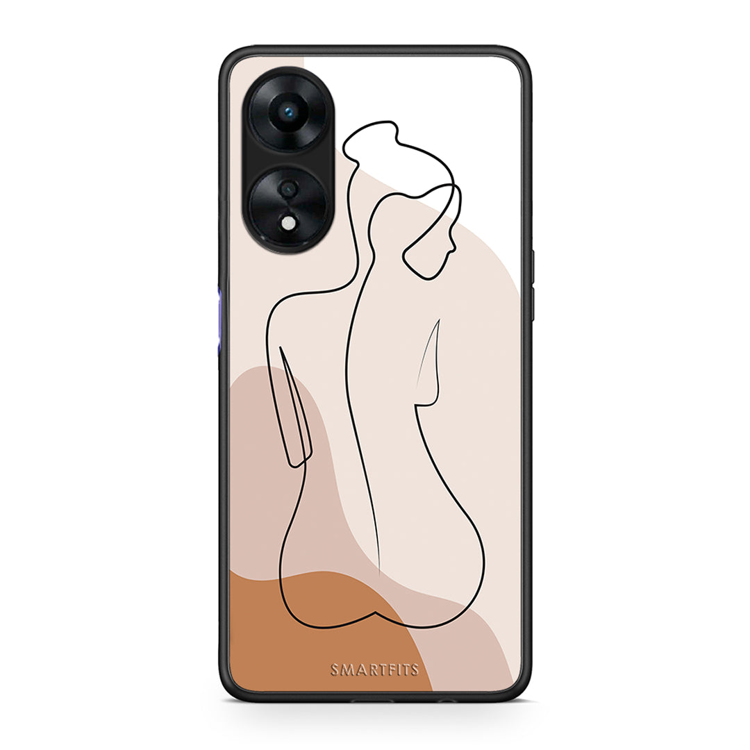 Θήκη Oppo A78 LineArt Woman από τη Smartfits με σχέδιο στο πίσω μέρος και μαύρο περίβλημα | Oppo A78 LineArt Woman Case with Colorful Back and Black Bezels