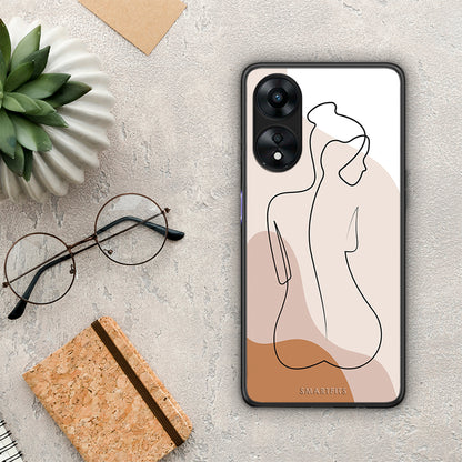 Θήκη Oppo A78 LineArt Woman από τη Smartfits με σχέδιο στο πίσω μέρος και μαύρο περίβλημα | Oppo A78 LineArt Woman Case with Colorful Back and Black Bezels