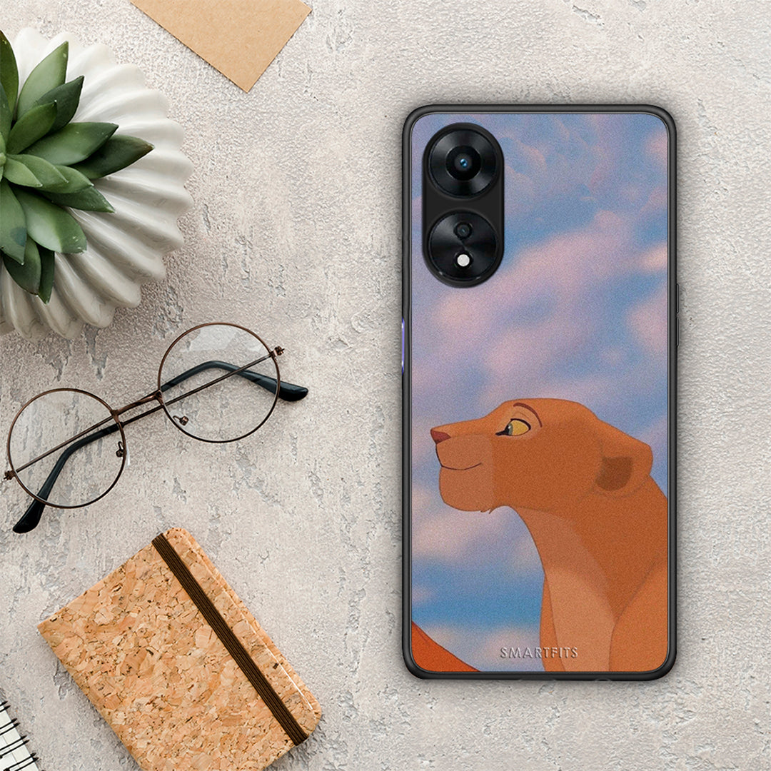 Θήκη Oppo A78 Lion Love 2 από τη Smartfits με σχέδιο στο πίσω μέρος και μαύρο περίβλημα | Oppo A78 Lion Love 2 Case with Colorful Back and Black Bezels