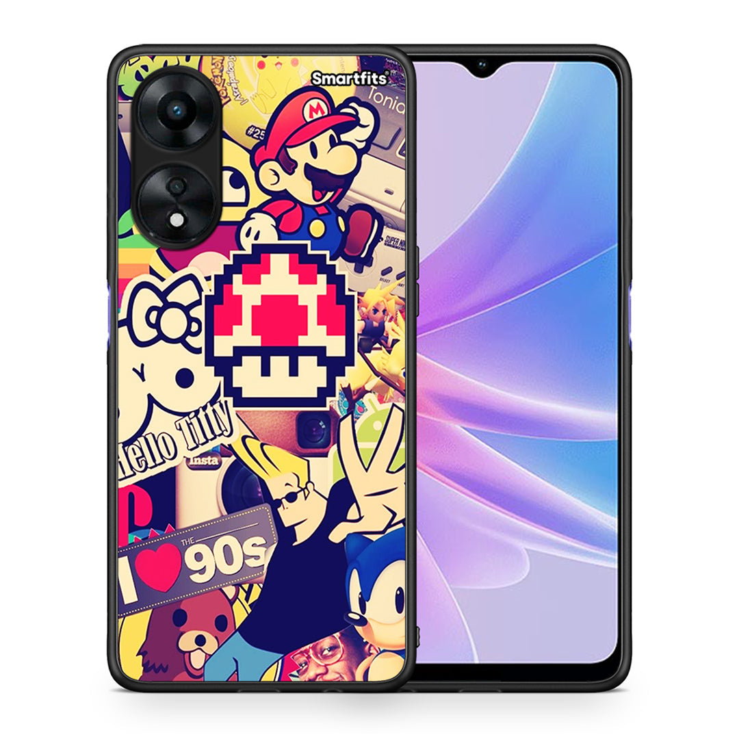 Θήκη Oppo A78 Love The 90s από τη Smartfits με σχέδιο στο πίσω μέρος και μαύρο περίβλημα | Oppo A78 Love The 90s Case with Colorful Back and Black Bezels