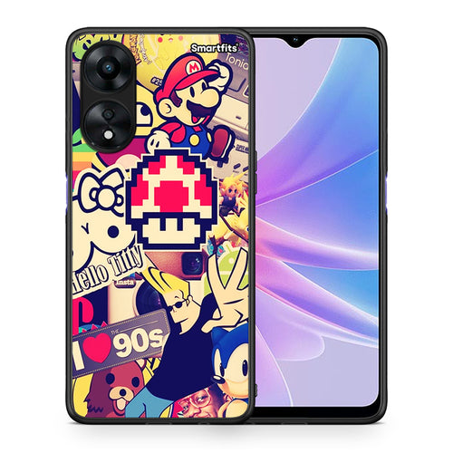 Θήκη Oppo A78 Love The 90s από τη Smartfits με σχέδιο στο πίσω μέρος και μαύρο περίβλημα | Oppo A78 Love The 90s Case with Colorful Back and Black Bezels
