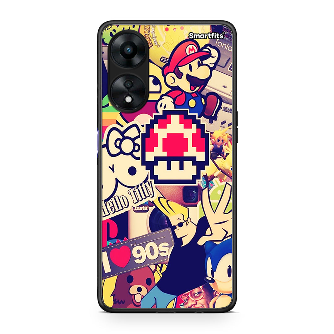 Θήκη Oppo A78 Love The 90s από τη Smartfits με σχέδιο στο πίσω μέρος και μαύρο περίβλημα | Oppo A78 Love The 90s Case with Colorful Back and Black Bezels