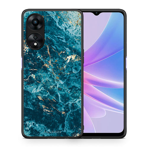 Θήκη Oppo A78 Marble Blue από τη Smartfits με σχέδιο στο πίσω μέρος και μαύρο περίβλημα | Oppo A78 Marble Blue Case with Colorful Back and Black Bezels