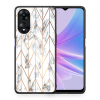 Thumbnail for Θήκη Oppo A78 Marble Gold Geometric από τη Smartfits με σχέδιο στο πίσω μέρος και μαύρο περίβλημα | Oppo A78 Marble Gold Geometric Case with Colorful Back and Black Bezels