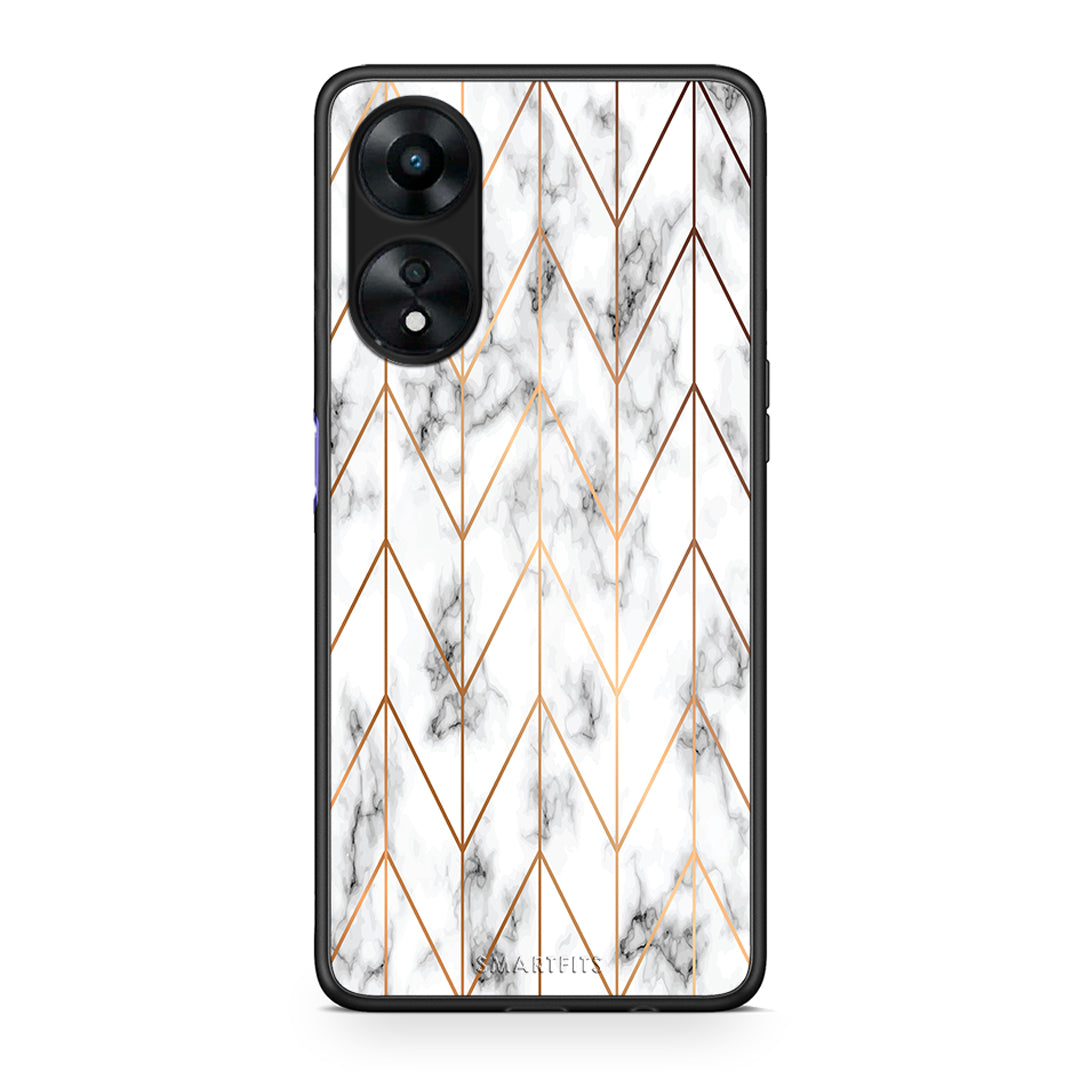 Θήκη Oppo A78 Marble Gold Geometric από τη Smartfits με σχέδιο στο πίσω μέρος και μαύρο περίβλημα | Oppo A78 Marble Gold Geometric Case with Colorful Back and Black Bezels