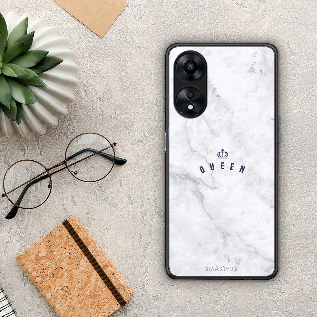 Θήκη Oppo A78 Marble Queen από τη Smartfits με σχέδιο στο πίσω μέρος και μαύρο περίβλημα | Oppo A78 Marble Queen Case with Colorful Back and Black Bezels