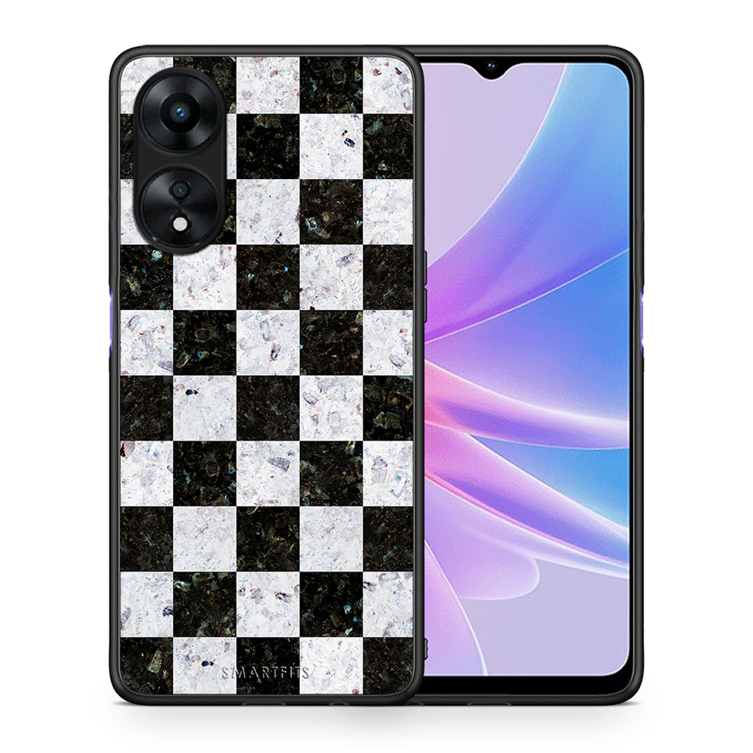 Θήκη Oppo A78 Marble Square Geometric από τη Smartfits με σχέδιο στο πίσω μέρος και μαύρο περίβλημα | Oppo A78 Marble Square Geometric Case with Colorful Back and Black Bezels