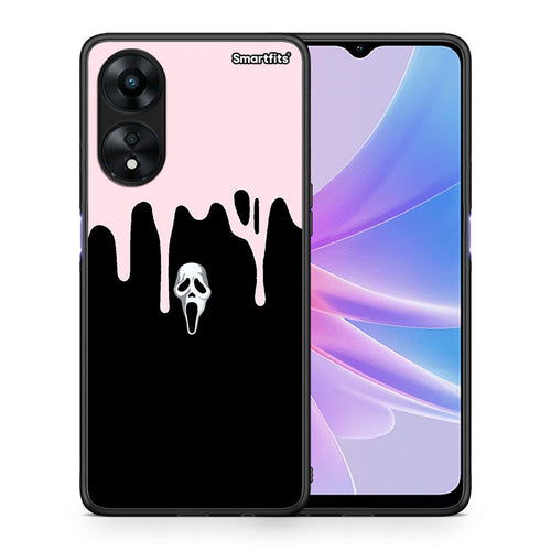 Θήκη Oppo A78 Melting Halloween Mask από τη Smartfits με σχέδιο στο πίσω μέρος και μαύρο περίβλημα | Oppo A78 Melting Halloween Mask Case with Colorful Back and Black Bezels