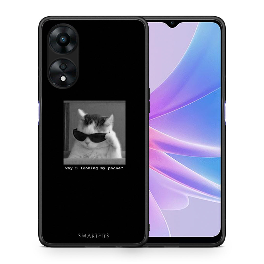 Θήκη Oppo A78 Meme Cat από τη Smartfits με σχέδιο στο πίσω μέρος και μαύρο περίβλημα | Oppo A78 Meme Cat Case with Colorful Back and Black Bezels