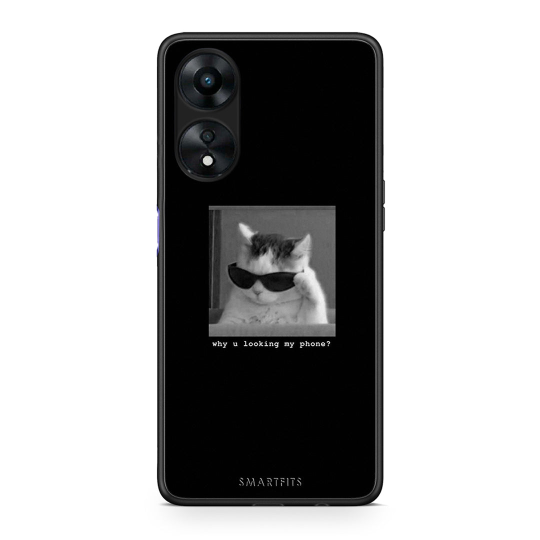 Θήκη Oppo A78 Meme Cat από τη Smartfits με σχέδιο στο πίσω μέρος και μαύρο περίβλημα | Oppo A78 Meme Cat Case with Colorful Back and Black Bezels
