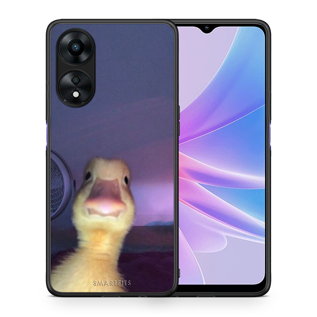 Θήκη Oppo A78 Meme Duck από τη Smartfits με σχέδιο στο πίσω μέρος και μαύρο περίβλημα | Oppo A78 Meme Duck Case with Colorful Back and Black Bezels