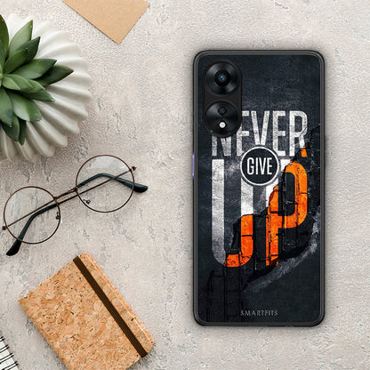 Θήκη Oppo A78 Never Give Up από τη Smartfits με σχέδιο στο πίσω μέρος και μαύρο περίβλημα | Oppo A78 Never Give Up Case with Colorful Back and Black Bezels