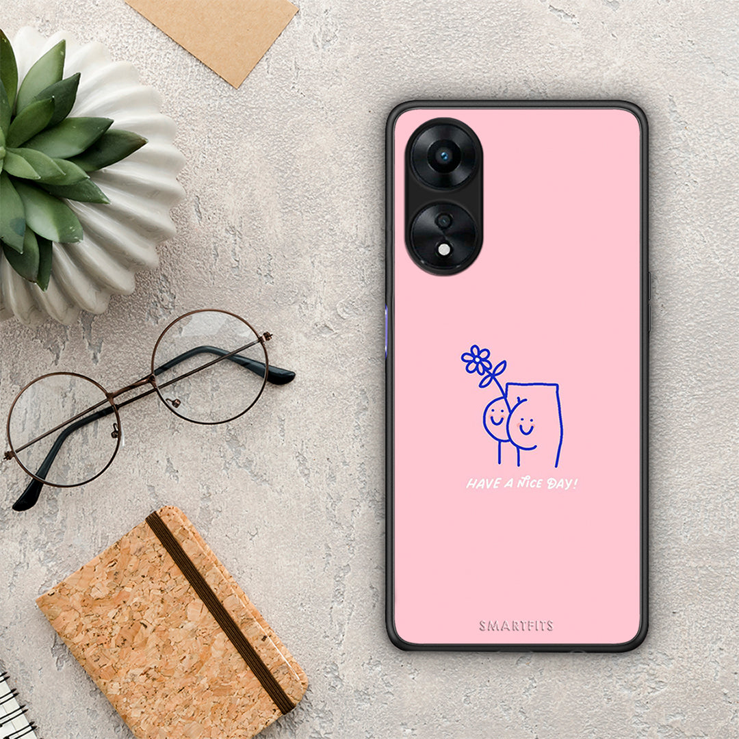 Θήκη Oppo A78 Nice Day από τη Smartfits με σχέδιο στο πίσω μέρος και μαύρο περίβλημα | Oppo A78 Nice Day Case with Colorful Back and Black Bezels