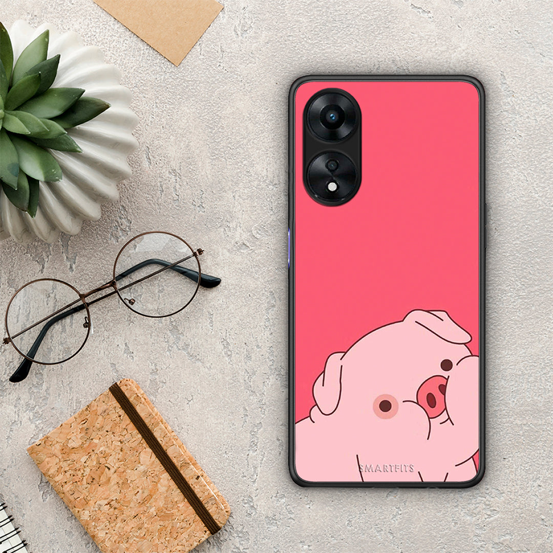 Θήκη Oppo A78 Pig Love 1 από τη Smartfits με σχέδιο στο πίσω μέρος και μαύρο περίβλημα | Oppo A78 Pig Love 1 Case with Colorful Back and Black Bezels