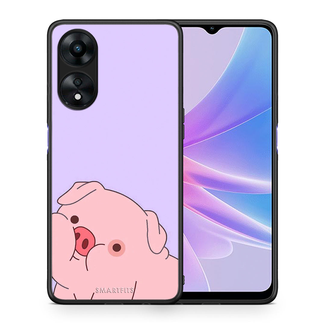 Θήκη Oppo A78 Pig Love 2 από τη Smartfits με σχέδιο στο πίσω μέρος και μαύρο περίβλημα | Oppo A78 Pig Love 2 Case with Colorful Back and Black Bezels