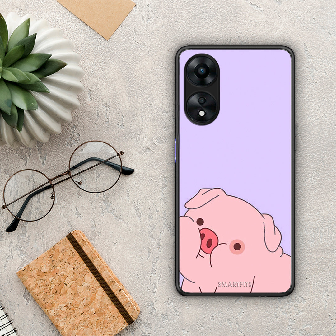 Θήκη Oppo A78 Pig Love 2 από τη Smartfits με σχέδιο στο πίσω μέρος και μαύρο περίβλημα | Oppo A78 Pig Love 2 Case with Colorful Back and Black Bezels