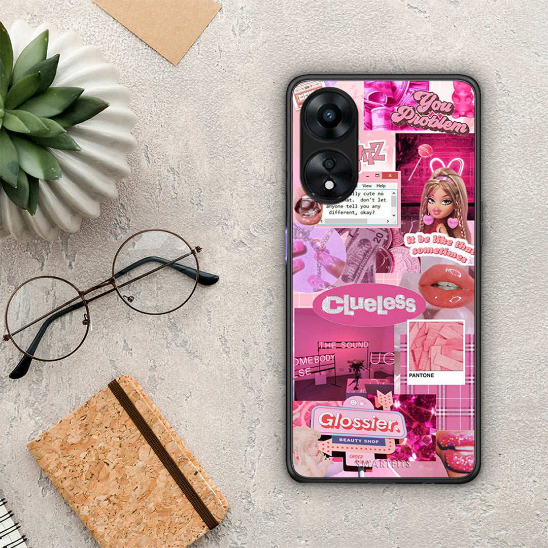 Θήκη Oppo A78 Pink Love από τη Smartfits με σχέδιο στο πίσω μέρος και μαύρο περίβλημα | Oppo A78 Pink Love Case with Colorful Back and Black Bezels