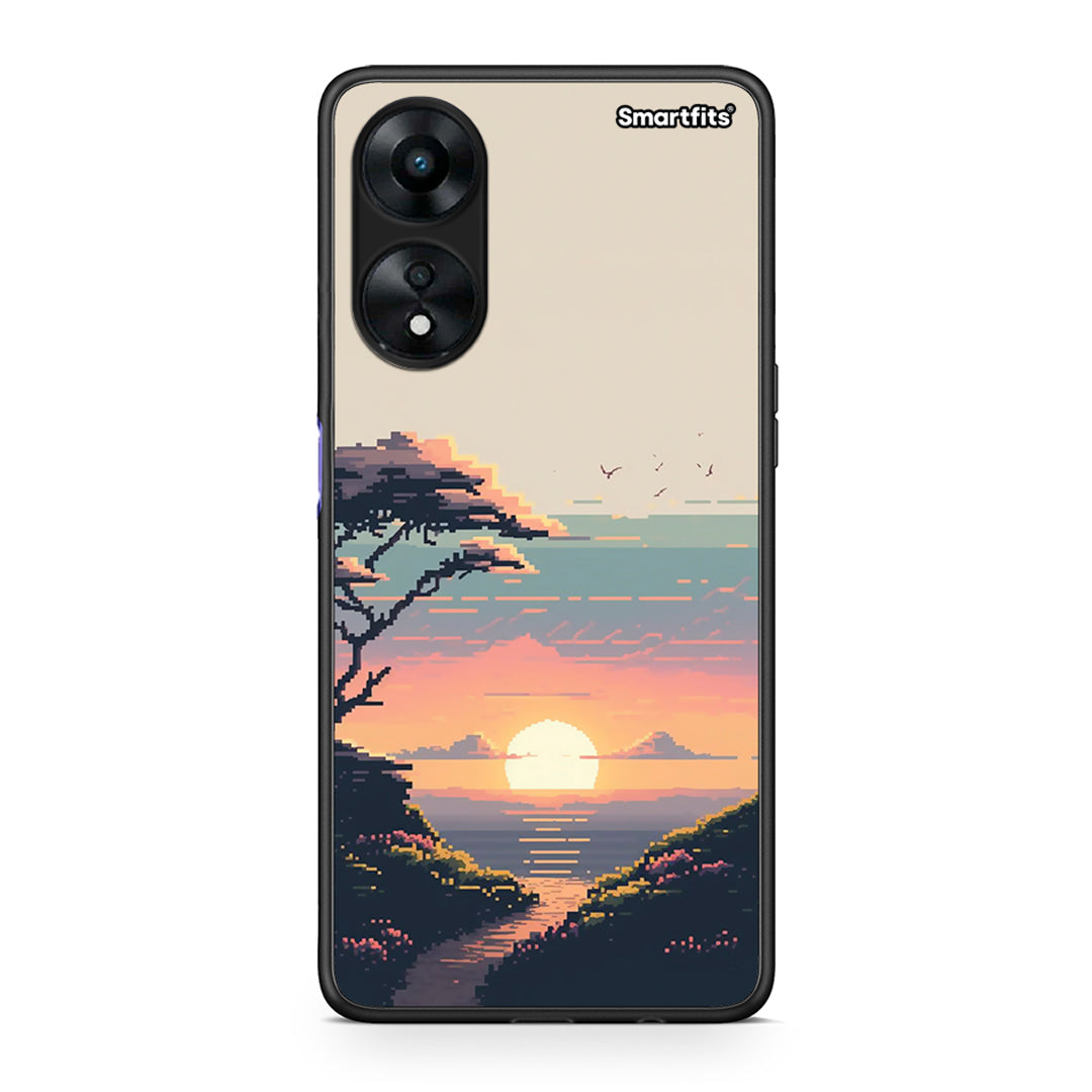 Θήκη Oppo A78 Pixel Sunset από τη Smartfits με σχέδιο στο πίσω μέρος και μαύρο περίβλημα | Oppo A78 Pixel Sunset Case with Colorful Back and Black Bezels