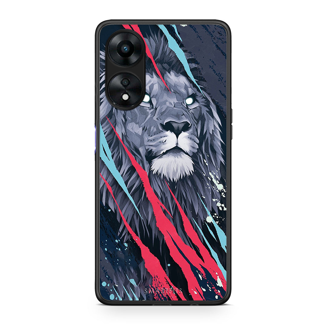 Θήκη Oppo A78 PopArt Lion Designer από τη Smartfits με σχέδιο στο πίσω μέρος και μαύρο περίβλημα | Oppo A78 PopArt Lion Designer Case with Colorful Back and Black Bezels