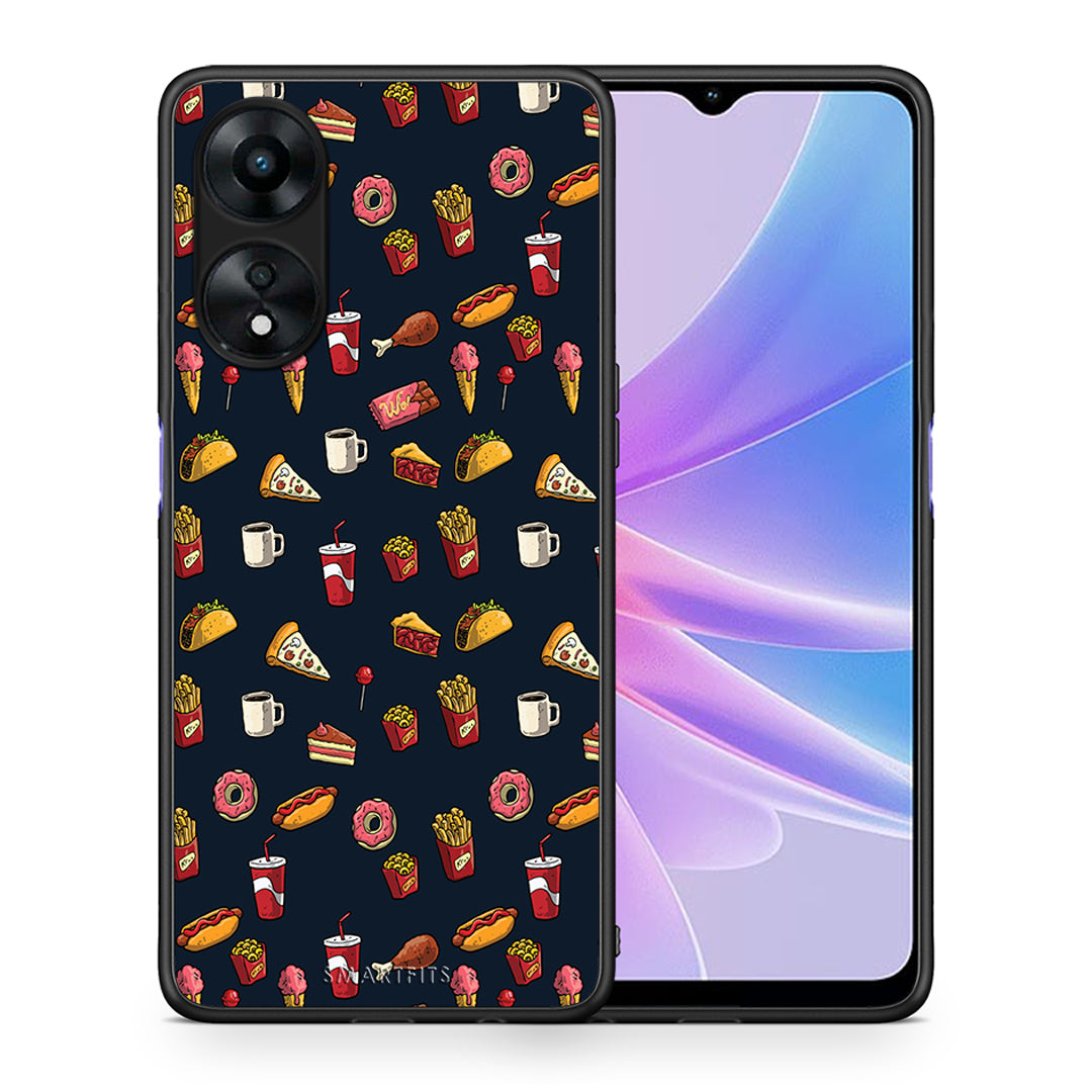 Θήκη Oppo A78 Random Hungry από τη Smartfits με σχέδιο στο πίσω μέρος και μαύρο περίβλημα | Oppo A78 Random Hungry Case with Colorful Back and Black Bezels